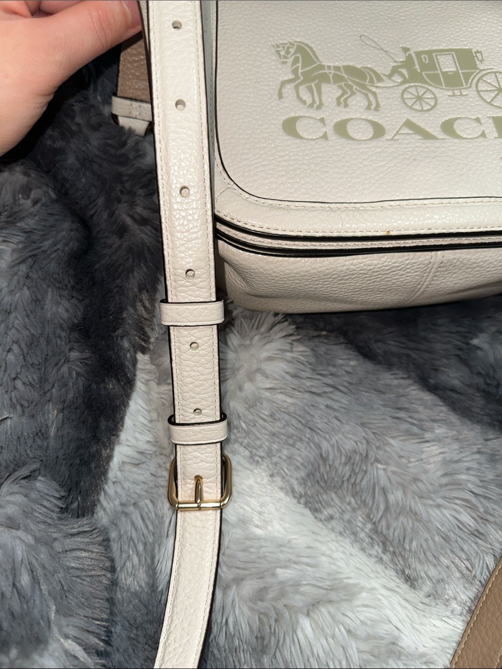 Coach Pebbled Leather Crossbody in Cream with Gold Hardware - Picture 7 of 7